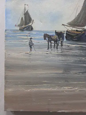 Jan Kelderman - Zeilschip op het strand. Visser. kopen? Bied vanaf 45!