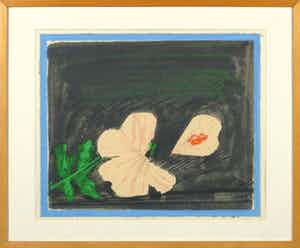 Co Westerik - Zeefdruk, Losgelaten bloemblad met lipstick - Ingelijst verkocht voor € 150!