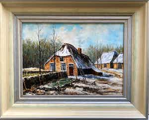 Cor Quax - Boerderij met schuur in de sneeuw verkocht voor € 65!