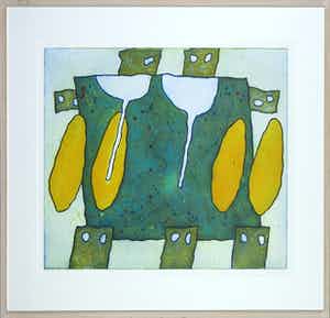 Lily Corver - Kleurenets, Zonder titel - Ingelijst verkocht voor € 35!