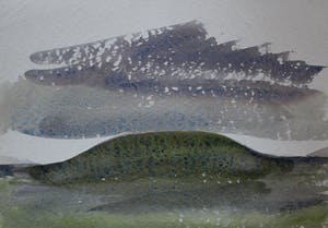David van de Kop - aquarel op papier: heuvellandschap - 1974 kopen? Bied vanaf 125!
