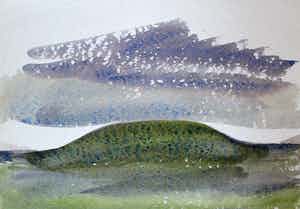 David van de Kop - aquarel op papier: heuvellandschap - 1974 verkocht voor € 125!