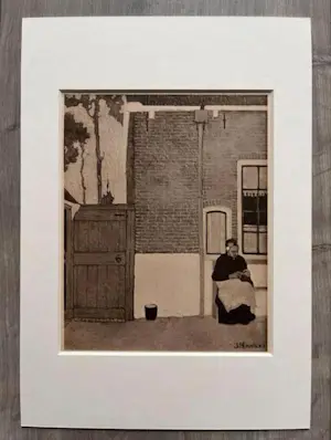 Jan Mankes - Originele Heliogravure Breiend Vrouwtje 1923 kopen? Bied vanaf 115!