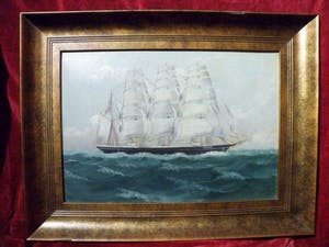 Niet of onleesbaar gesigneerd - Volgetuigde driemaster Cherbourg kopen? Bied vanaf 1!