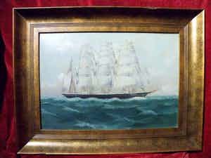 Niet of onleesbaar gesigneerd - Volgetuigde driemaster Cherbourg verkocht voor € 1!