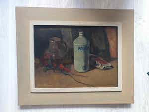 Koos Stikvoort - Stilleven met fles, kruik en bloem verkocht voor € 200!