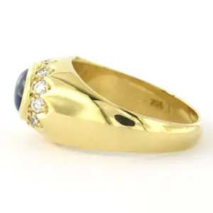 18k geel gouden ring bezet met saffier en briljant geslepen diamant tot. 0.50ct kopen? Bied vanaf 1000!