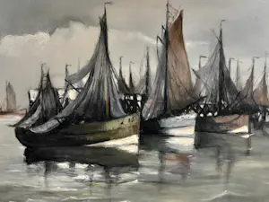 Gustave Helinck - Impressionistisch Zeezicht met Zeilboten kopen? Bied vanaf 575!