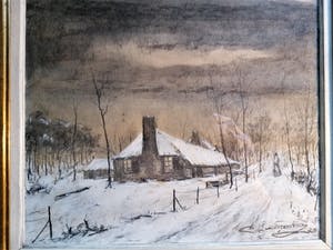 David Lussenburg - Huisje aan de Warholt in de sneeuw kopen? Bied vanaf 40!