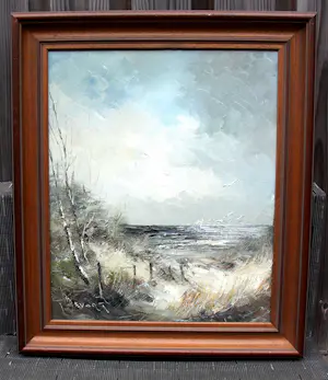 Jan Bevort - olieverf op doek: duinen en strand kopen? Bied vanaf 225!