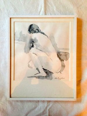 Nels Bock - Naakte Vrouw - Aquarel, Ingelijst kopen? Bied vanaf 30!