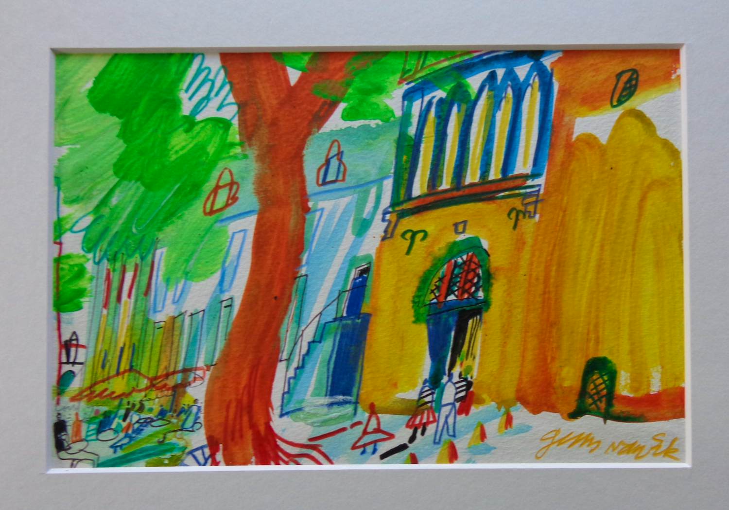 Guus van Eck - KLEURRIJKE SCENE / ORIGINEEL WERK / 38x43cm / SIG / PASSE-PARTOUT kopen? Bied vanaf 45!