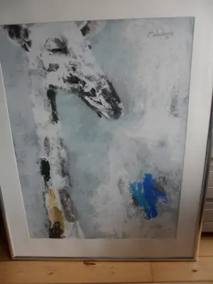 Nico Molenkamp - Zeefdruk: Giraffe mooi groot werk. kopen? Bied vanaf 275!