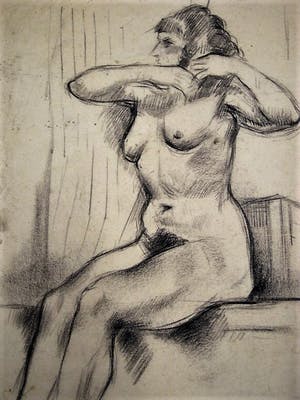 Henk van den Idsert - ca. 1940 Bergense School - potlood-tekening "Voloptueus Naakt " gesigneerd kopen? Bied vanaf 29!