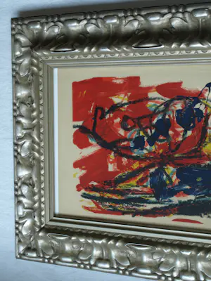 Karel Appel - Kleurenlitho ‘Musique Barbare’ in een barbaarse lijst – 1963 – Lijst, 50 x 60 cm kopen? Bied vanaf 10!