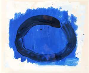 Bram Bogart - zwarte cirkel op blauw - zeefdruk uit 1980 - oplage: 90 ex. verkocht voor € 399!