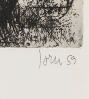 Asger Jorn - Ets en droge naald op handgeschept Japon, Friedhof der Maulwürfe - Ingelijst kopen? Bied vanaf 1!