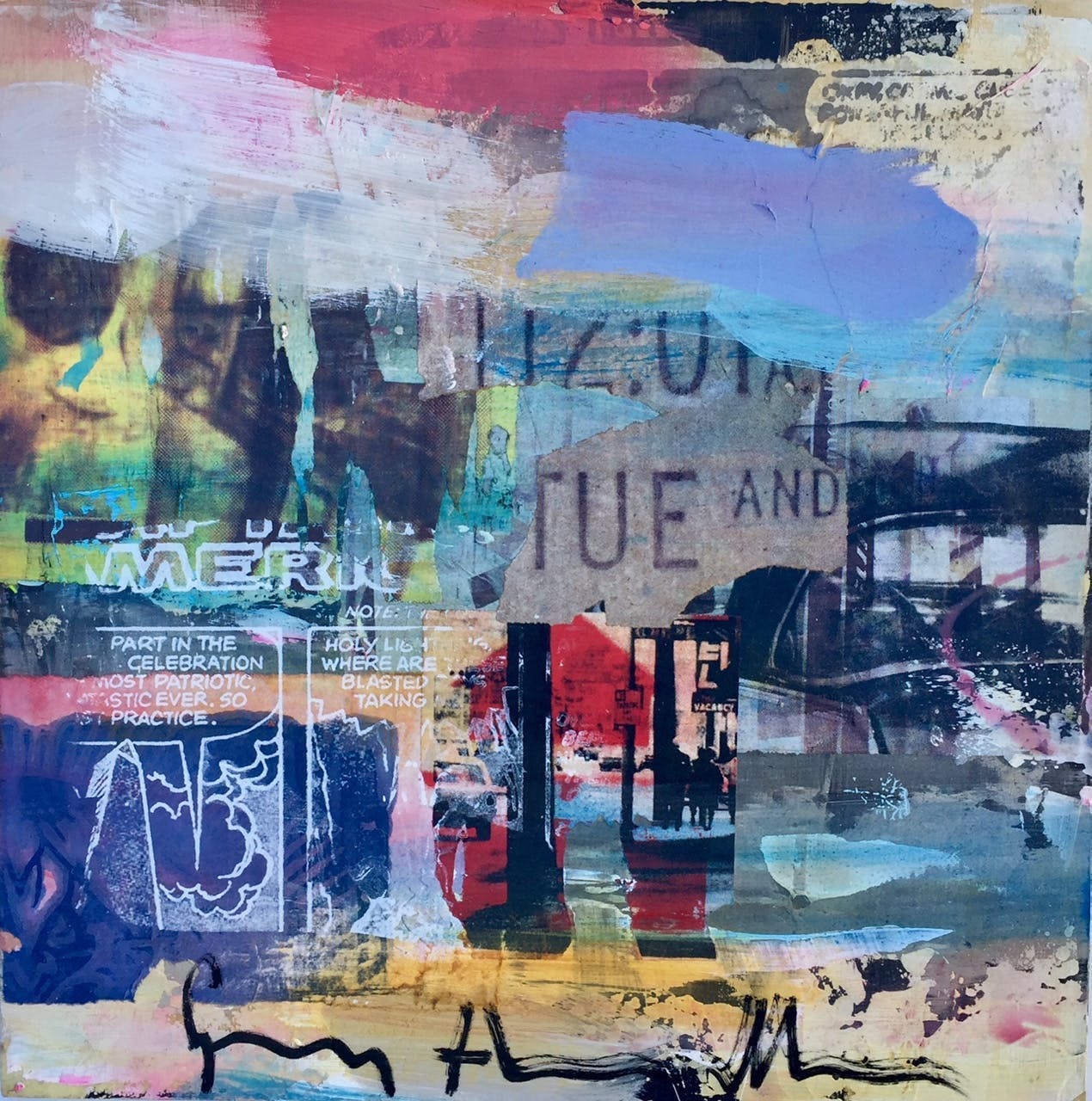 George Heidweiller - Acrylverf en gemengde techniek op hout - gesigneerd- zonder titel. verkocht voor € 110!