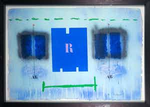 James Coignard - Carborundum op geschept papier, Rigueur bleue - Ingelijst (Groot) verkocht voor € 140!