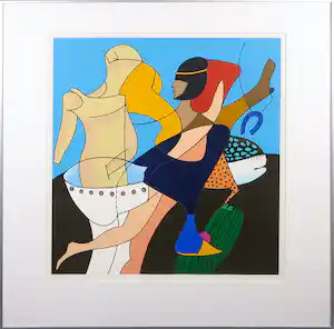 Jules Bekker - Zeefdruk, Anthony and Cleopatra - Ingelijst verkocht voor € 50!