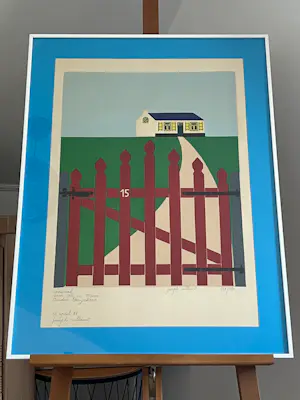 Joseph Willaert - Rood hekken met huisje in de achtergrond - 1988 kopen? Bied vanaf 545!