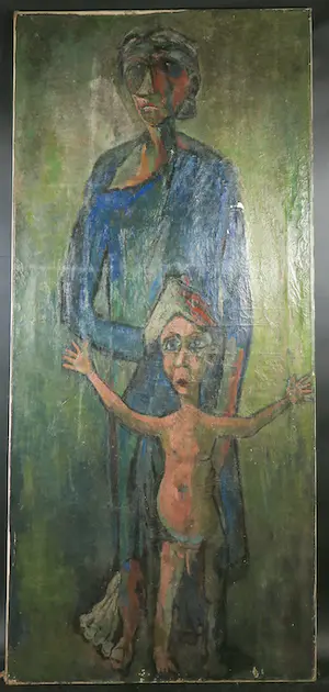 AcheterAart Roos - Olieverf op doek, Moeder en kind (Zeer groot)? Enchérissez de 1!