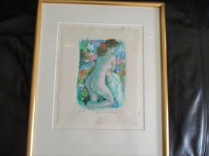 Annemarie de Groot - zeefdruk van naakte dame , e/a in vergulde lijst kopen? Bied vanaf 50!