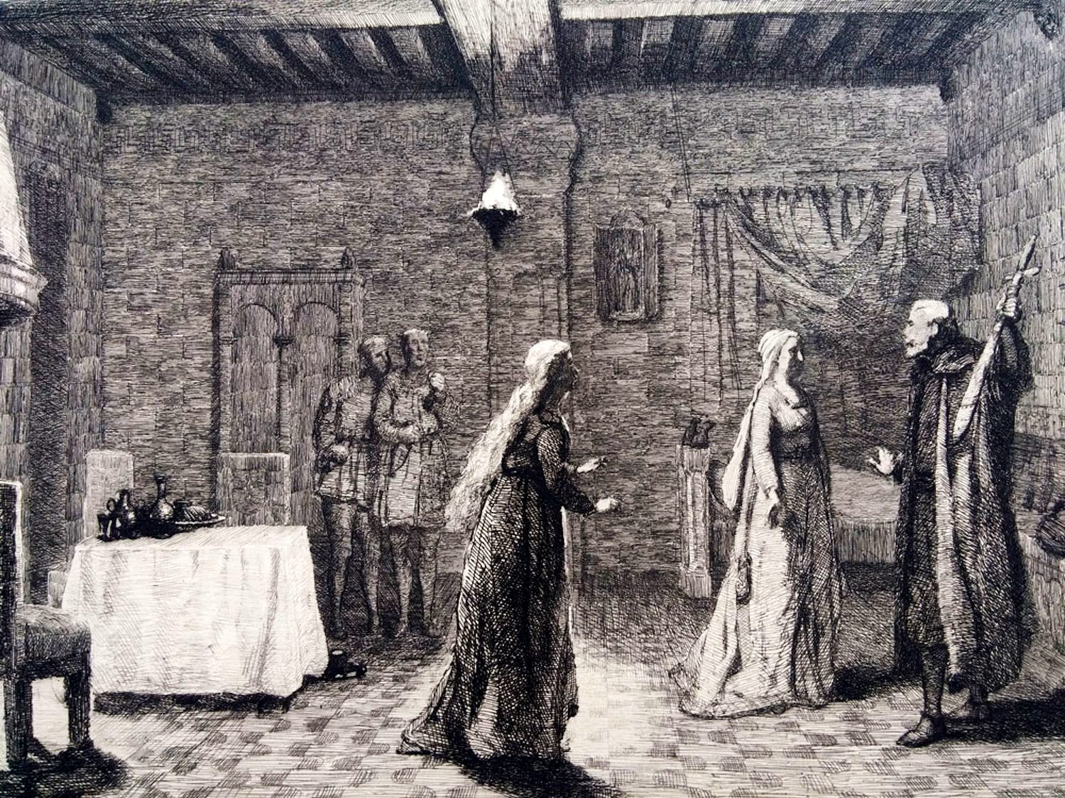 Jacob Taanman - Het Kasteel Zaenden – begin 12e eeuw [ets onafgewerkte staat 1875] verkocht voor € 95!