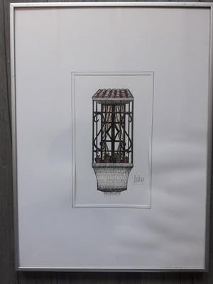 Niet of onleesbaar gesigneerd - Nuno, 1987. Venster met planten. kopen? Bied vanaf 1!