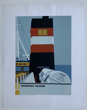 Hilde Mohring - kleurenzeefdruk - 'De boot naar Halsskov' - 1979 (Eigen druk) kopen? Bied vanaf 70!