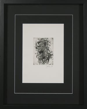 Asger Jorn - Ets en droge naald op handgeschept Japon, Friedhof der Maulwürfe - Ingelijst kopen? Bied vanaf 1!