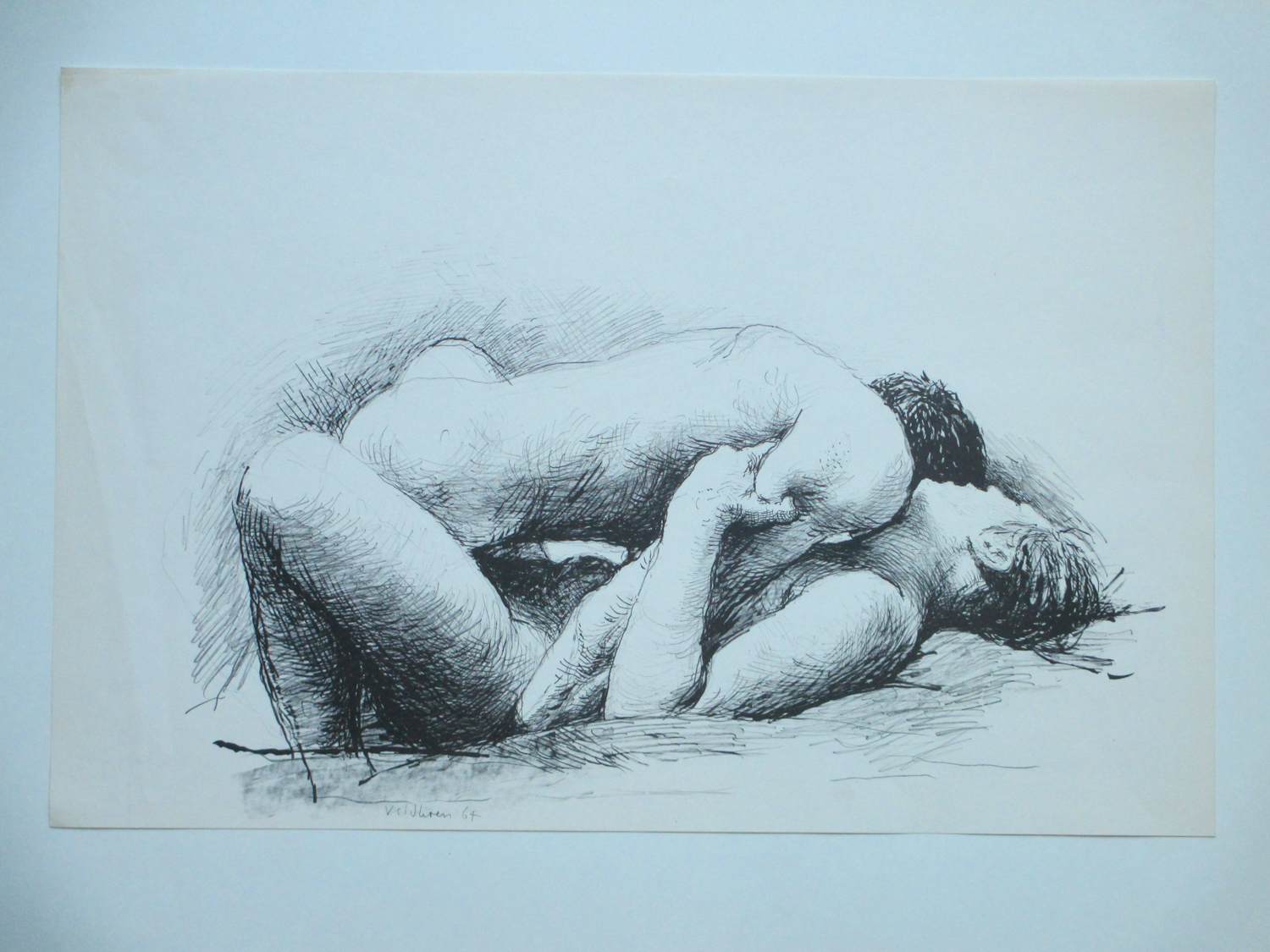 Aat Veldhoen - Vrijend paar - Rotaprint kopen? Bied vanaf 70!