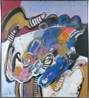 Jan Cobbaert - Acryl op papier, Abstracte compositie - Ingelijst kopen? Bied vanaf 1500!
