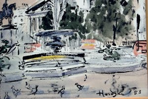 Gerard Hordijk - Aquarel - Trafelgar Square - Londen - 1953 kopen? Bied vanaf 350!