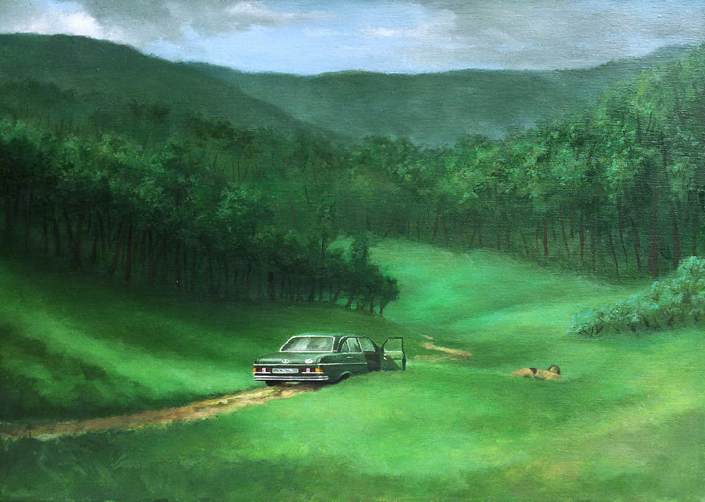 Johannes Hüppi - Im Übelshochtal, olieverf op doek (mooi ingelijst) verkocht voor € 2950!