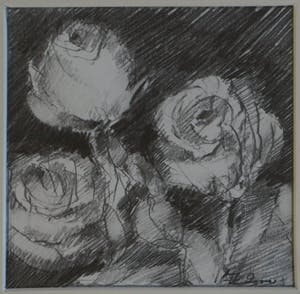 Fon Klement - Ingelijste tekening , Bloemstilleven met Rozen I - 2000 kopen? Bied vanaf 100!