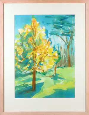 Liz Strick - Acryl op papier, Spring in Kew Gardens - Ingelijst kaufen? Bieten Sie von 1!