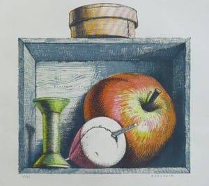 Herman Berserik - Stilleven met appel, dobber en klos kopen? Bied vanaf 60!