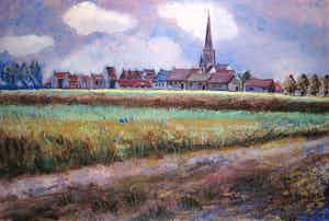 Bitia Rosendor - Acryl op doek, Panorama Westkapelle (Groot) verkocht voor € 1!