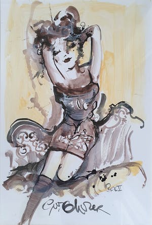 Guy Olivier - Unica 'Dame op sofa' (nieuw ingelijst!) kopen? Bied vanaf 550!