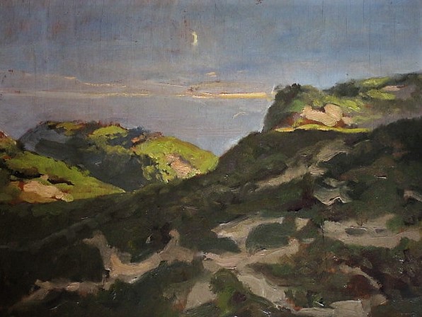 Anton Funke Kupper - Sfeervol impressionistisch olieverf "Duinlandschap bij invallende avond" gesigne kopen? Bied vanaf 1!