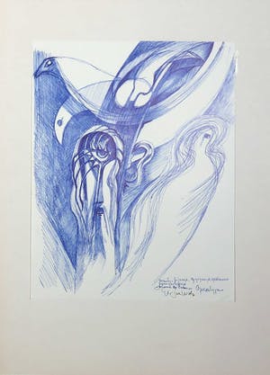 Joe Wols - Lot van twee tekeningen met acryl en balpen kopen? Bied vanaf 1!