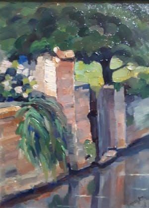 Maarten van der Meer - Beekrand + zicht op de kerk van Thorn kopen? Bied vanaf 60!