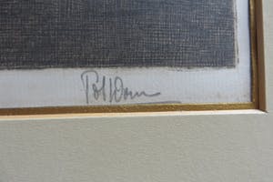 Pol Dom - Amsterdams stadsgezicht met gracht,bruggetje en figuren op straat kopen? Bied vanaf 40!