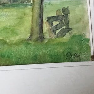 Goof Smit - Aquarel Gezicht vanaf Polderdijk/op Oudedijk .KETEL /SCHIEDAM 1946 kopen? Bied vanaf 400!
