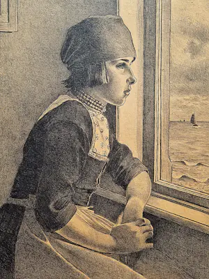 Wilm Wouters - grote Litho " Volendams meisje (mogelijk Geertje Smit) " potloodgesigneerd kopen? Bied vanaf 38!
