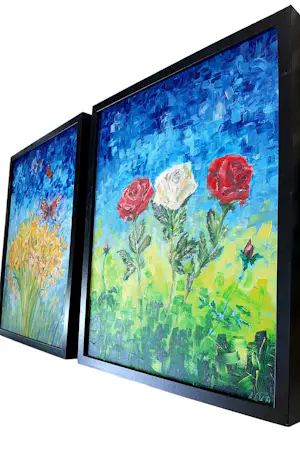 Elva Polyakova - Bloemen x 2 st. Painting kaufen? Bieten Sie von 1!