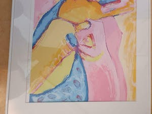 Ton van Kesteren - alweer afgeprijst : fraaie abstracte zeefdruk , ingelijst en gesigneerd kopen? Bied vanaf 19!