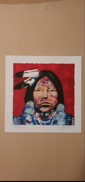 Espen Hagen - 2x Kleurenzeefdruk Indiaan gesigneerd kopen? Bied vanaf 20!