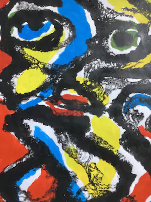 AcheterNiet of onleesbaar gesigneerd - Portret in Cobra stijl - gouache? Enchérissez de 1!